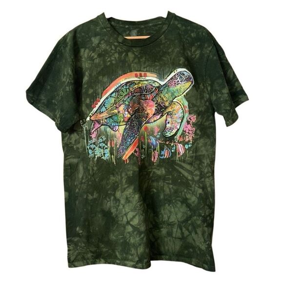 The Mountain sea turtle moody gardens retro classic cotton T-shirt green size la - Picture 1 of 6